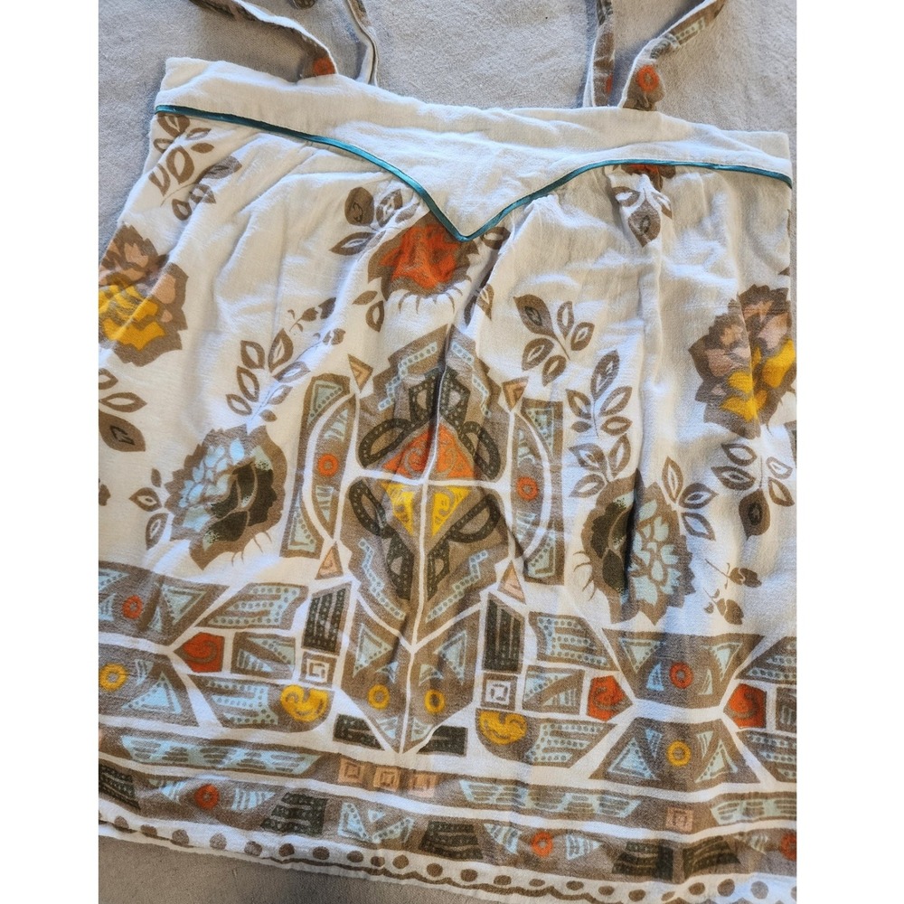 VTG 🌿French Connection Boho Tribal Print Camisole Top Medallion Trim festival